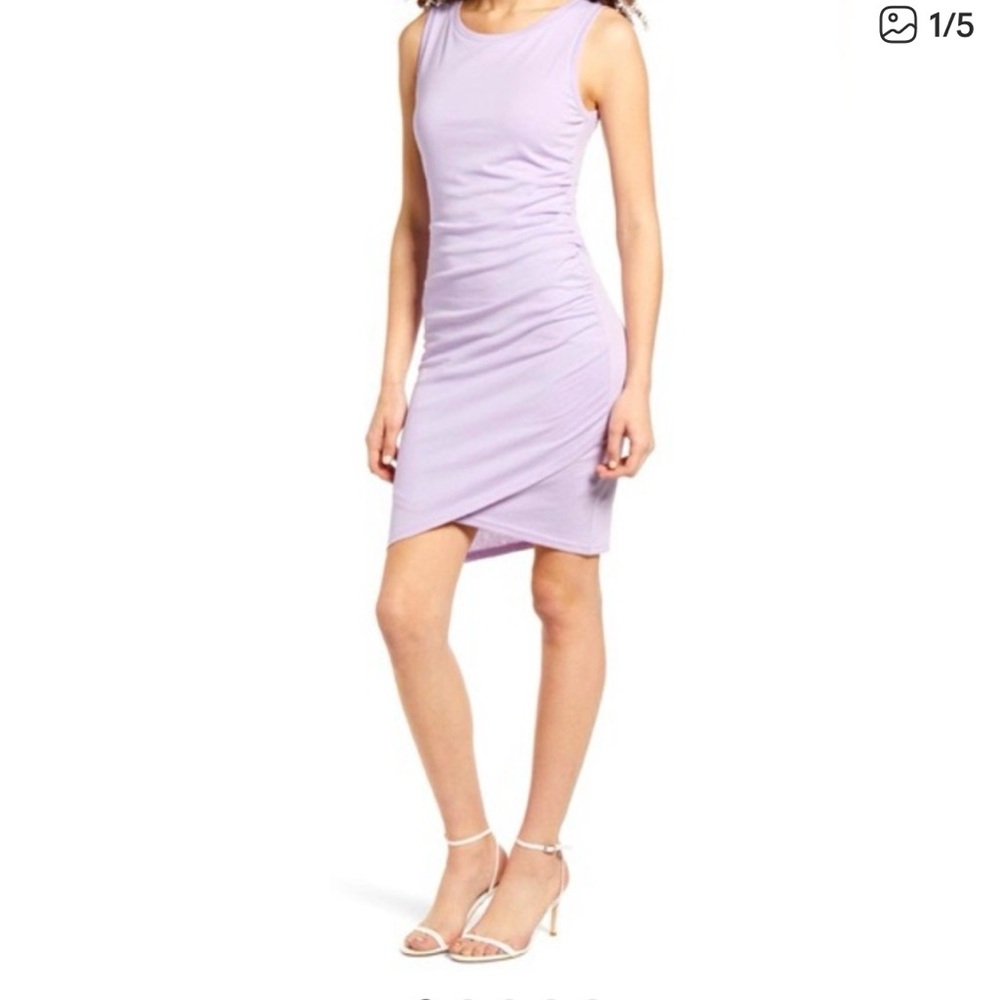 Leith Lilac Sleeveless Ruched Bodycon Mini Dress